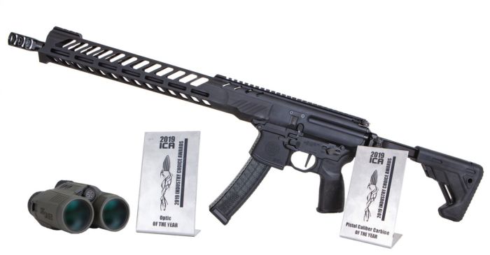 Two Industry Choice Awards, the MPX Pistol Caliber Carbine, and the KILO3000BDX Rangefinding Binoculars.