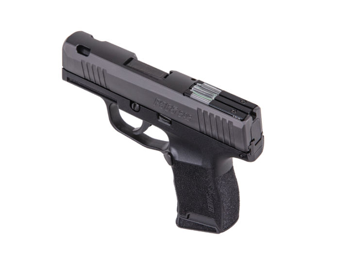 The SIG SAUER P365 SAS, SIG Anti-Snag, 9mm, polymer, striker-fired pistol with a Nitron finish