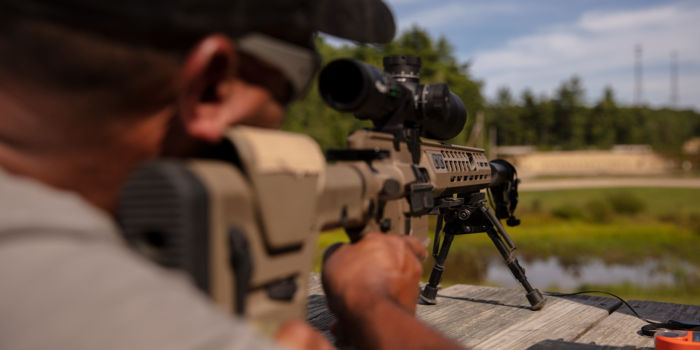 a SIG SAUER Academy student practices bore sighting and zeroing techniques with a hunting rifle