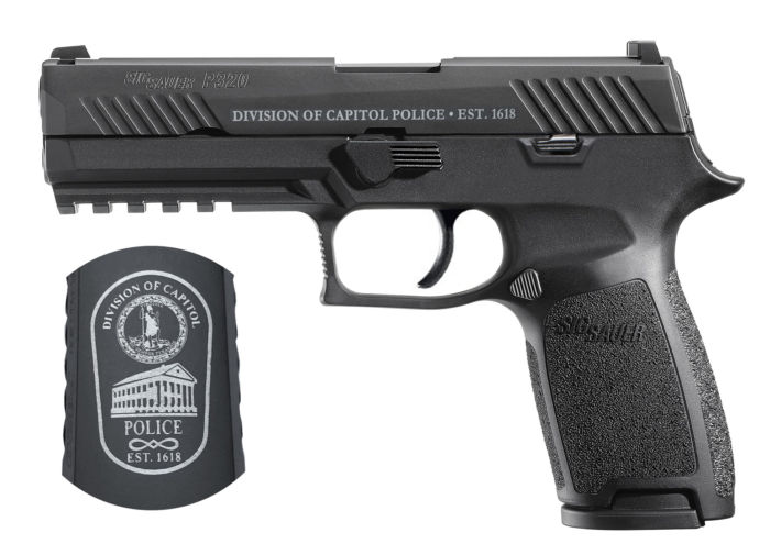 P320 with custom engraved Division of Capitol Police seal and designation