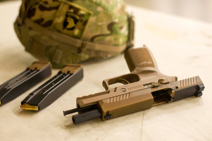 Army gear and the SIG SAUER P320 M17/M18 handgun