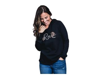 ROSE NINE LINE WOMENS V-NECK HOODIE - BLACK [XS LEFT]