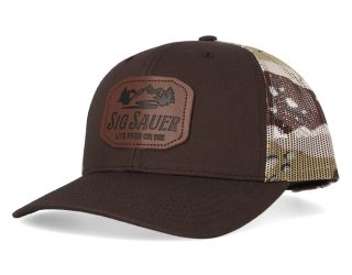SIG SAUER "LIVE FREE OR DIE" TRUCKER HAT - BROWN AND DESERT CAMO