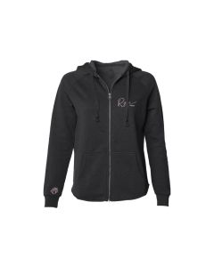 ROSE WOMEN'S ZIP UP HOODIE - BLACK