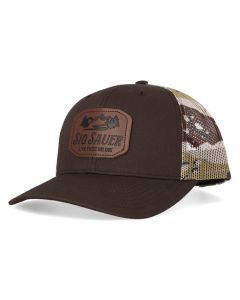 SIG SAUER "LIVE FREE OR DIE" TRUCKER HAT - BROWN AND DESERT CAMO