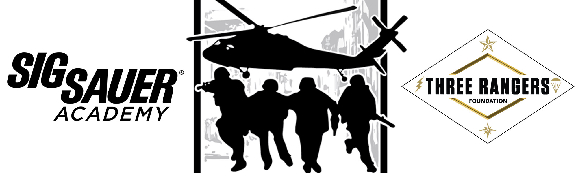 SIG SAUER Academy Three Rangers Foundation helicopter and soldier shadow figures depiction.